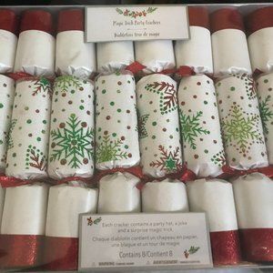 NEW PIER 1 IMPORTS GLITTER SNOWFLAKE HOLIDAY POPPERS CRACKERS SNAPS DET 8